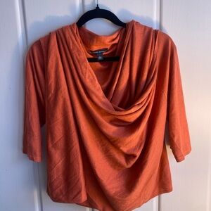 Banana Republic Orange Silk Draped Top szL